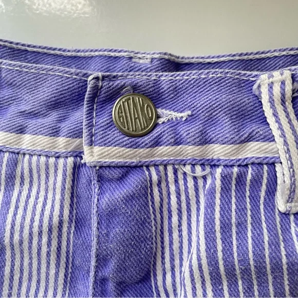 Vintage 80s/90s Gitano Purple & White Striped Cut Off Distressed Frayed Shorts